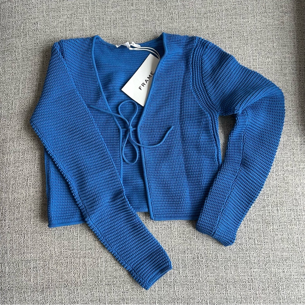 NWT Frame Crochet Knit Tie Top in Provence Blue